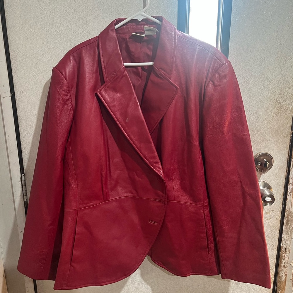 Newport News Red Leather Blazer